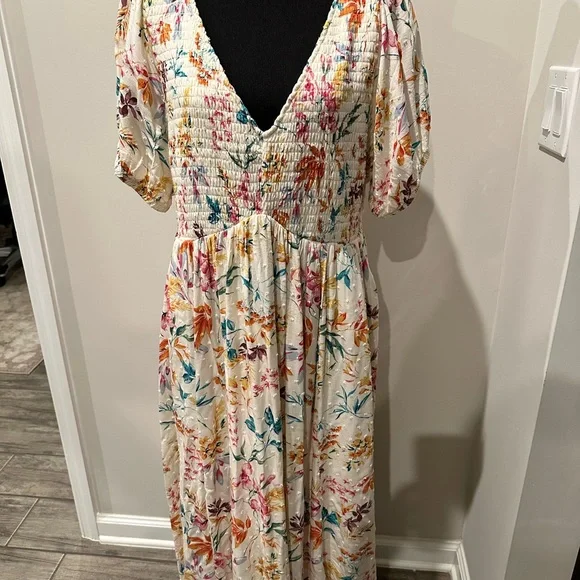 Torrid Midi Swiss Dot Shirred Dress - Picture 3 of 8